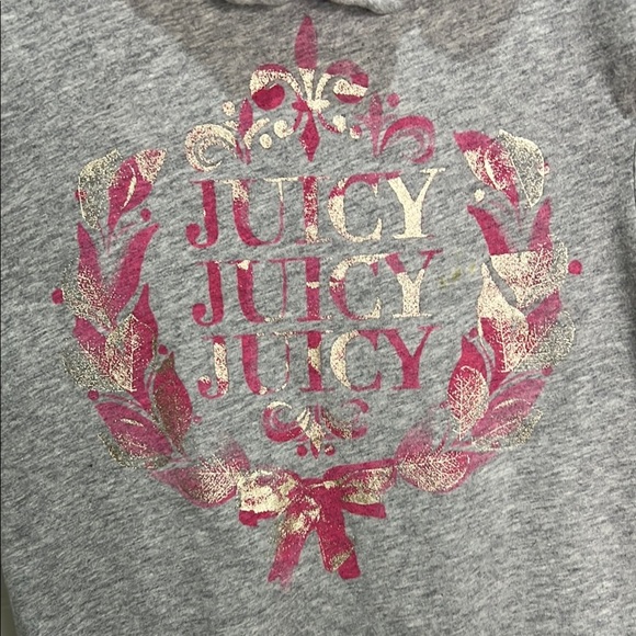 Vintage Juicy Couture Shirt Top Gray Tee Pink Bow Cap Blouse Girls Ruffle Y2K - Picture 8 of 12